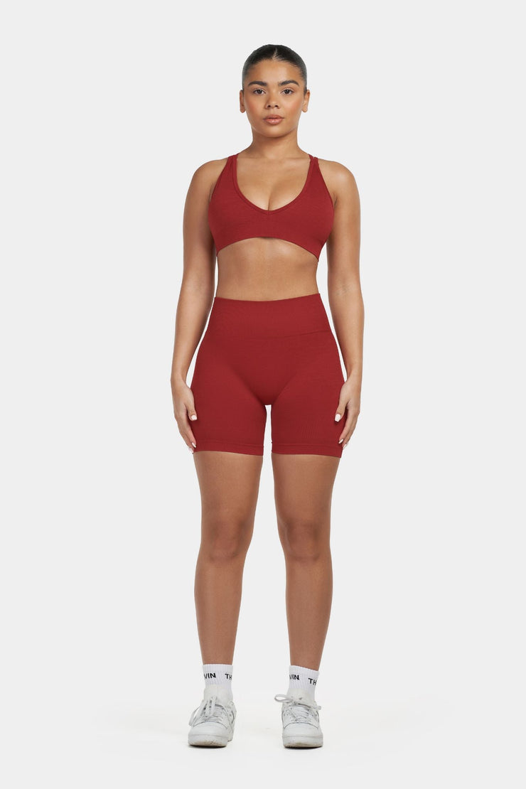 Seamless Sculpt Ribbed Contour Shorts | Cherry Spice