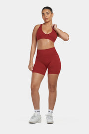 Seamless Sculpt Ribbed Contour Shorts | Cherry Spice