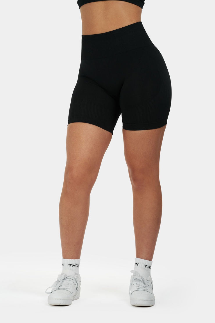 Seamless Sculpt Ribbed Contour Shorts | Pure Black