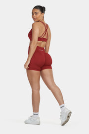 Seamless Sculpt Ribbed Contour Shorts | Cherry Spice