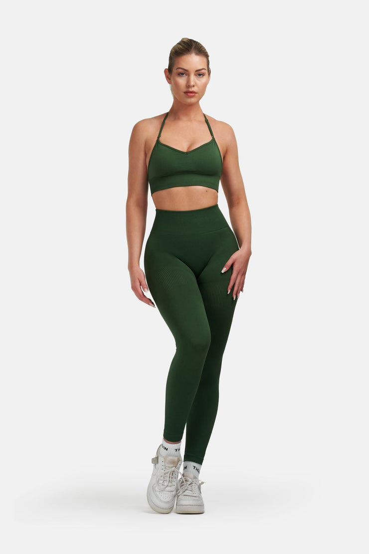 Seamless Sculpt Ribbed Contour Leggings | Palm Green